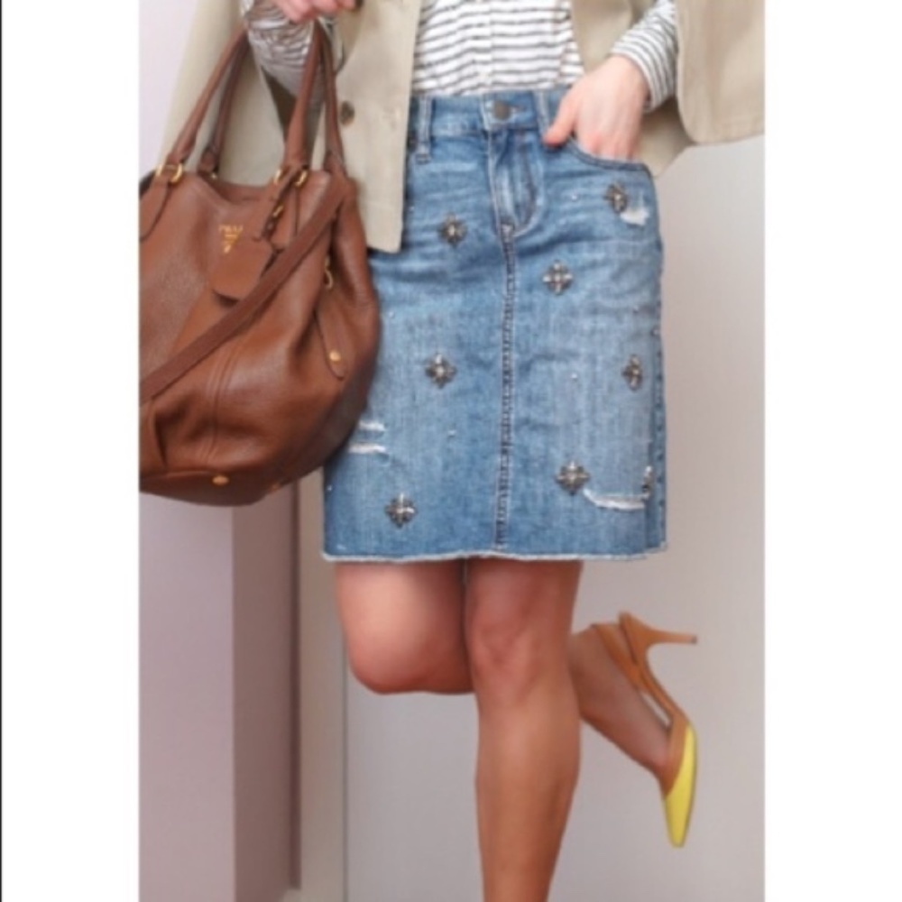 Embellished Denim Skirt